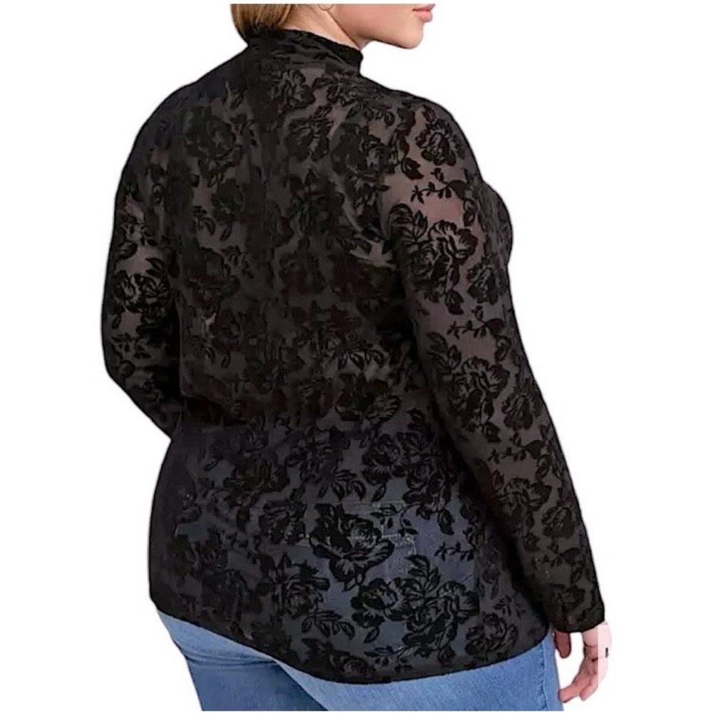 TORRID Flocked Mesh Mock‎ Neck Long Sleeve Top NWT Size 3X - Picture 6 of 10